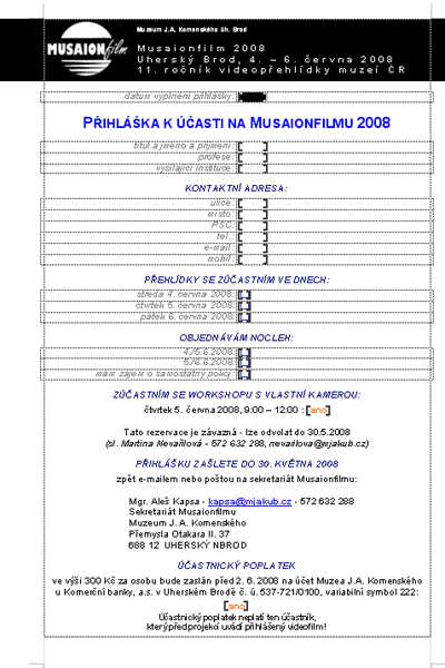 Přihláška k účasti 2008